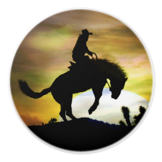 Knollen en pullen van cowboy en Bucking Keramische Knop (Voorkant)