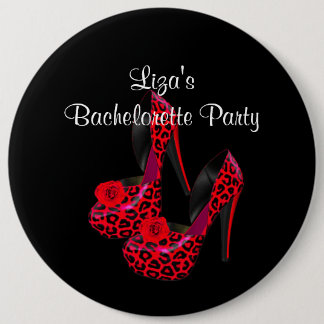 Knoop Bachelorette Feest Rood Zwart Schoen Ronde Button 6,0 Cm