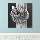 Knoop Een touwknoop, fijne kunst zwart-wit Canvas Afdruk (Insitu (Houten vloer))