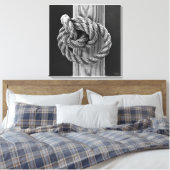 Knoop Een touwknoop, fijne kunst zwart-wit Canvas Afdruk (Insitu (Slaapkamer))