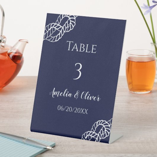 Knoop Nautisch Touw Witte Marine Trouwtafel nummer Reclamebord Met Voetstuk (Insitu)