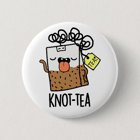 Knoop-thee Funny Tea Pun Ronde Button 5,7 Cm (Voorkant)