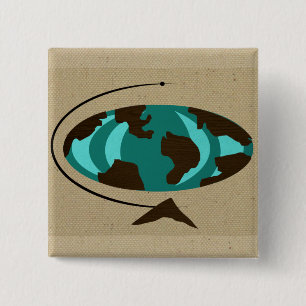 Knoop van de Kunst van het Wereldbol van het Vierkante Button 5,1 Cm