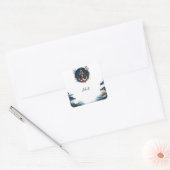 Knoopbootschip Navy Blue Nautisch Vrijgezellenfees Vierkante Sticker (Envelop)