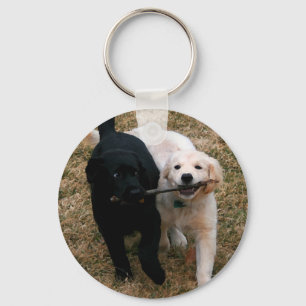 Knoopketen zwart/wit puppy sleutelhanger