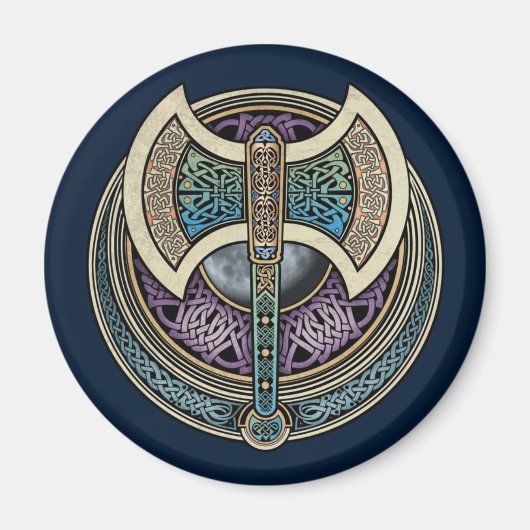 Knoopwerk Labrys Ronde Magneet (Voorkant)