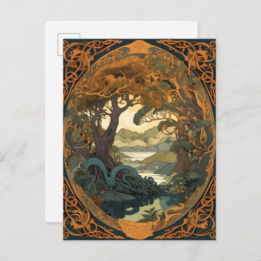 Knoopwerk voor Keltische knoop Landscape Tree Briefkaart (Voorkant / Achterkant)