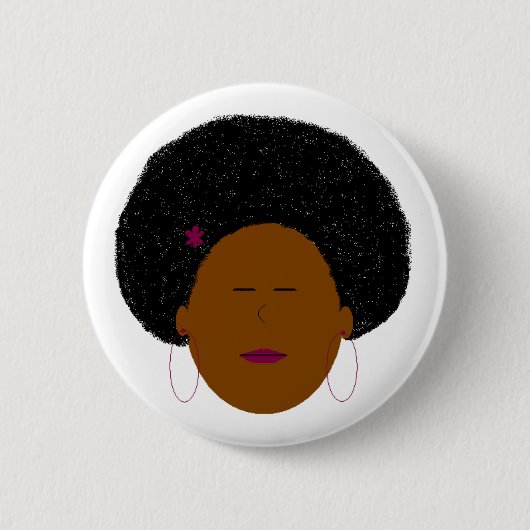 Knop Afro-meisje Ronde Button 5,7 Cm (Voorkant)