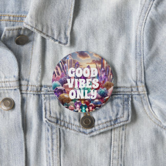 Knop Alleen Goede Vibes Ronde Button 7,6 Cm
