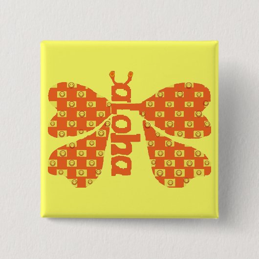 Knop Aloha Butterfly Vierkante Button 5,1 Cm (Voorkant)