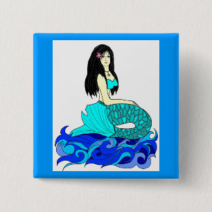 Knop Aloha Mermaid Vierkante Button 5,1 Cm
