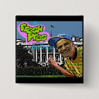 Knop Barack Obama "Fresh Pres of America™" Vierkante Button 5,1 Cm