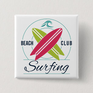 Knop Beach Club Surfing Vierkante Button 5,1 Cm