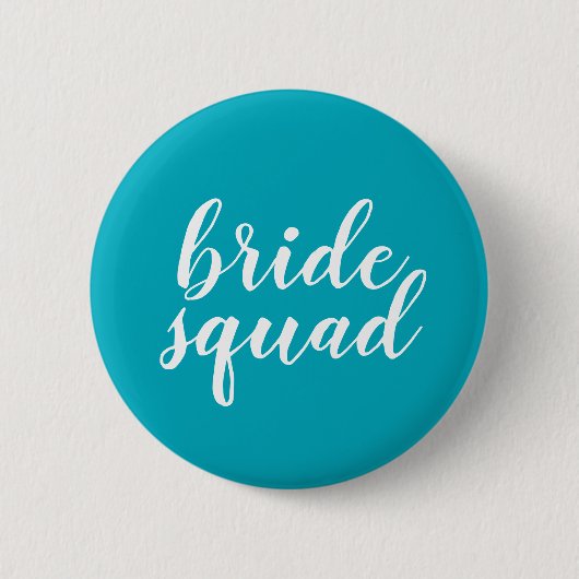 Knop Blauw en wit "bride squad" Ronde Button 5,7 Cm (Voorkant)