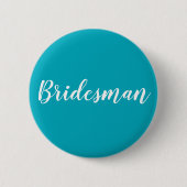 Knop Blauw en wit "Bridesman" Ronde Button 5,7 Cm (Voorkant)