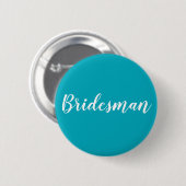 Knop Blauw en wit "Bridesman" Ronde Button 5,7 Cm (Voorkant /achterkant)