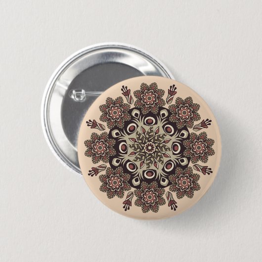 knop bloem mandala ronde button 5,7 cm (Voorkant /achterkant)