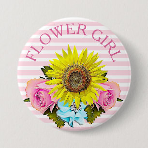 Knop Bloemenmeisje vrijgezellenfeest Ronde Button 7,6 Cm