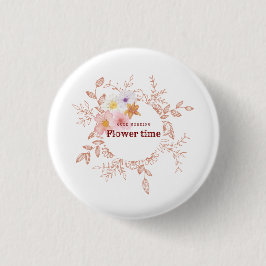 Knop | Botanische Bloem Tijd Pinback Knop Ronde Button 3,2 Cm