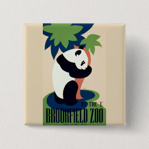 Knop "Brookfield Zoo" Vierkante Button 5,1 Cm