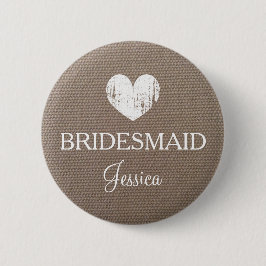 Knop Burlap bridesmaid voor landschitterende bruil Ronde Button 5,7 Cm