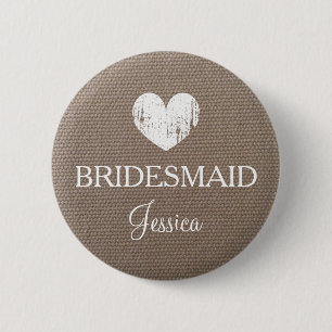 Knop Burlap bridesmaid voor landschitterende bruil Ronde Button 5,7 Cm