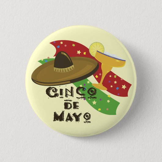 Knop Cinco de Mayo Ronde Button 5,7 Cm (Voorkant)