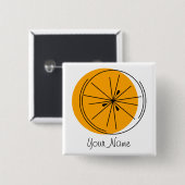 knop Citrus Oranje Name Vierkante Button 5,1 Cm (Voorkant /achterkant)