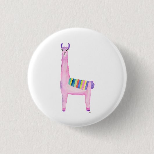 Knop Cute llama, pin Ronde Button 3,2 Cm (Voorkant)