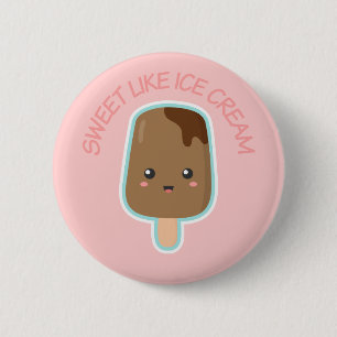Knop Cute Sweet Als Chocolade Ijs Ronde Button 5,7 Cm