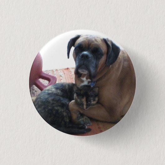 Knop Dog en Cat Love Ronde Button 3,2 Cm (Voorkant)
