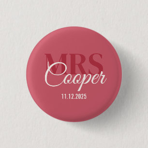 Knop Elegante Trouwkoppel Naam Rood Ivoor Kleur Ronde Button 3,2 Cm