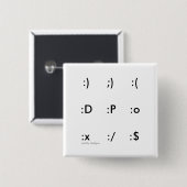 knop emoticon vierkante button 5,1 cm (Voorkant /achterkant)