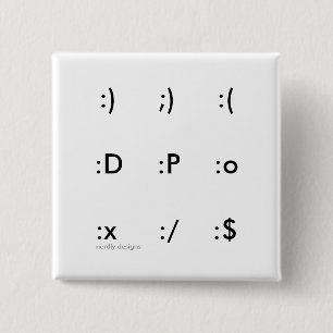 knop emoticon vierkante button 5,1 cm