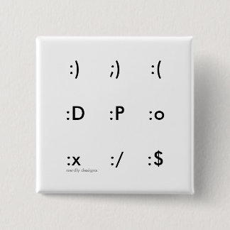knop emoticon vierkante button 5,1 cm