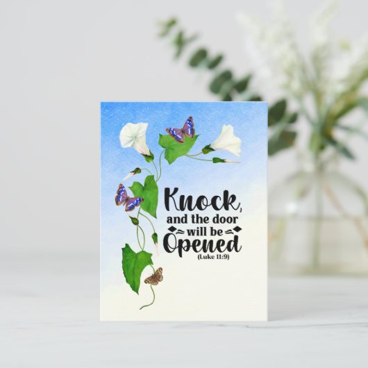 Knop en de deur worden geopend canvasafdruk briefkaart (Staand voorkant)