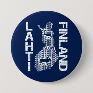 Knop FINLAND MAP - Lahti Ronde Button 7,6 Cm