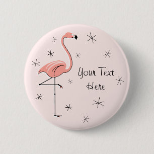 Knop Flamingo Pink 'Text' Ronde Button 5,7 Cm