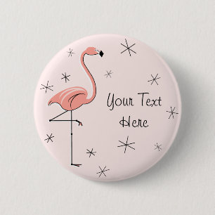 Knop Flamingo Pink 'Text' Ronde Button 5,7 Cm