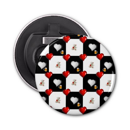 Knop Fles Open Beer White Teddy Bear Button Flesopener (Voorkant)