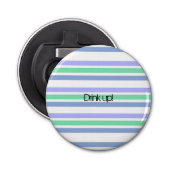 Knop Fles Open Green Paars Stripe Button Flesopener (Voorkant)
