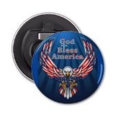 Knop flesopener American Beautiful Eagle Blue Button Flesopener (Voorkant)