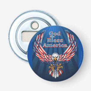 Knop flesopener American Beautiful Eagle Blue Button Flesopener