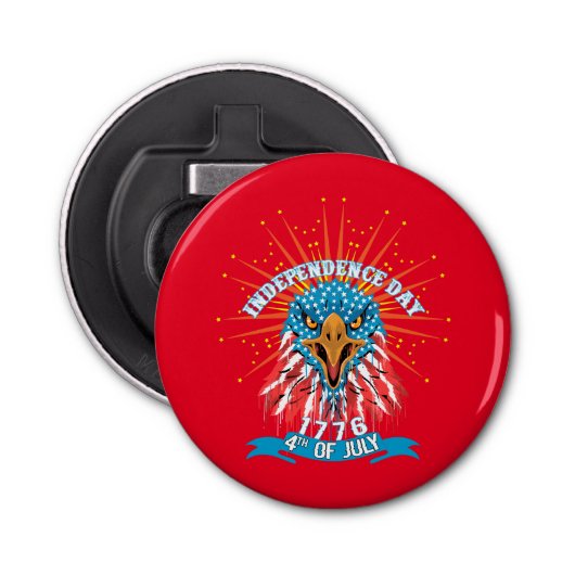 Knop flesopener amerikaanse mooie adelaar rood button flesopener (Voorkant)