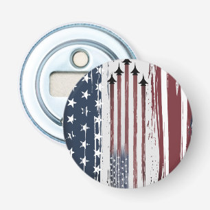 Knop flesopener grunge American Flag Vliegtuig Button Flesopener
