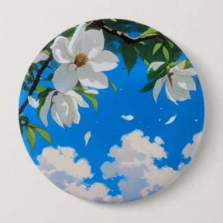 Knop--Florale Serie Witte Magnolia Ronde Button 4,0 Cm