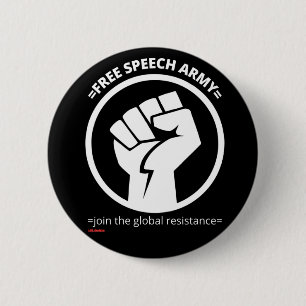 knop "FREE SPEECH ARMY" Ronde Button 5,7 Cm
