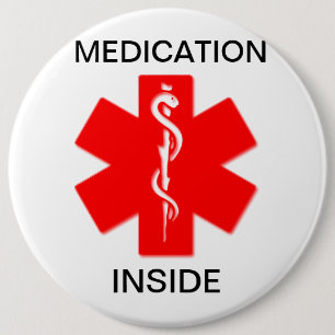 Knop Geneesmiddel in medisch alarm Ronde Button 6,0 Cm
