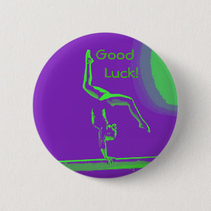 Knop Goed Luck gymnast Ronde Button 5,7 Cm