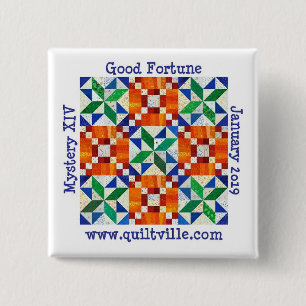knop Good Fortune Pinback Vierkante Button 5,1 Cm